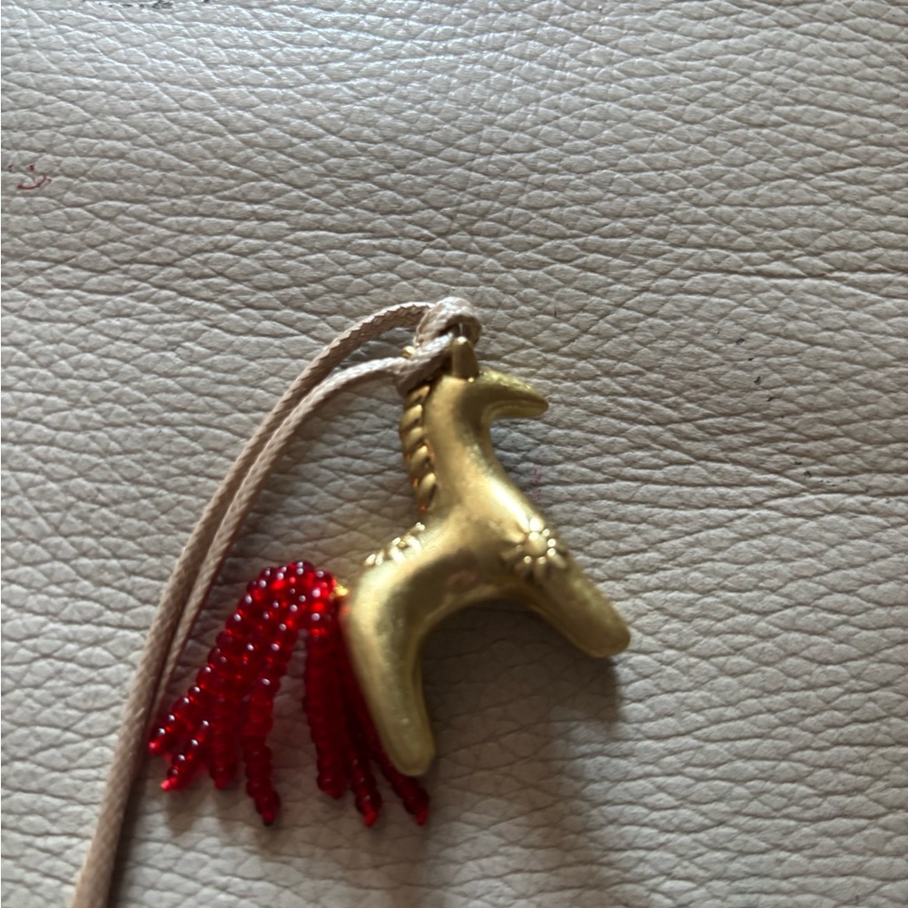 Gold and Red Kids Horse Pendant Necklace bit heavy
